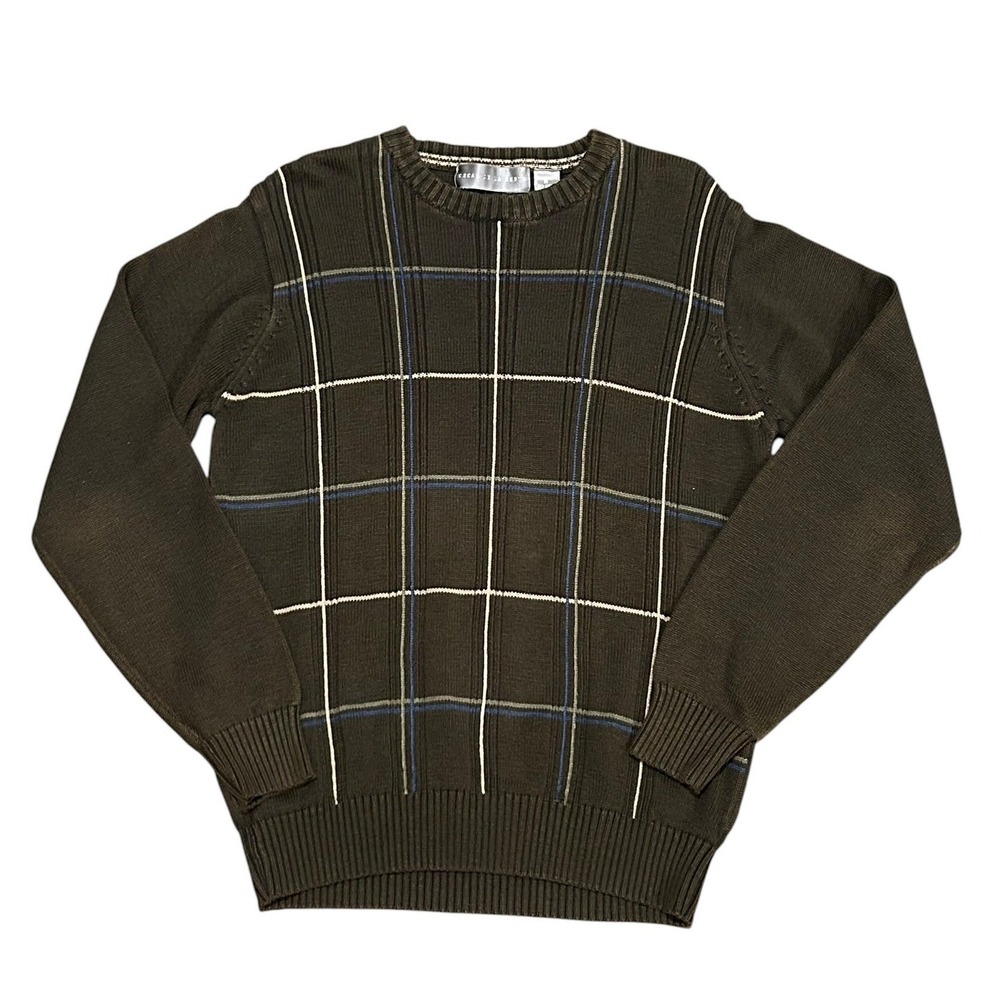 Vintage Oscar de la Renta Mens  Plaid Brown Sweater Quiet Luxury - Picture 3 of 7
